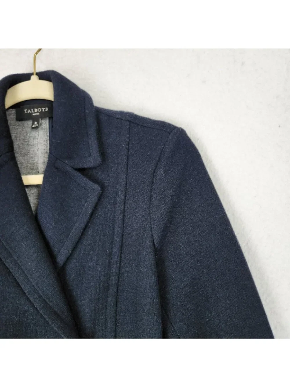 Talbots Jacket Womens 2 Petite Navy Blue Double Breasted Blazer Wool Blend - Picture 2 of 11